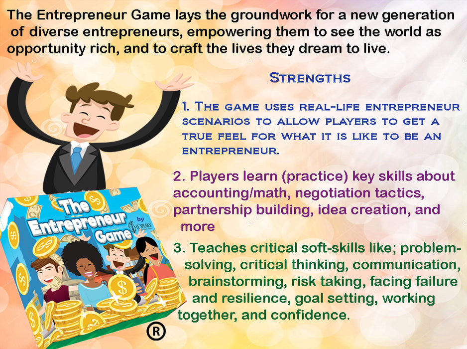 The Entrepreneur Game - Award-Winning STEM Accredited Board Game for Kids & Adults | Teaches Money Management, Business Strategy & Financial Literacy | Best in STEM, Mom's Choice Award Winner 2024