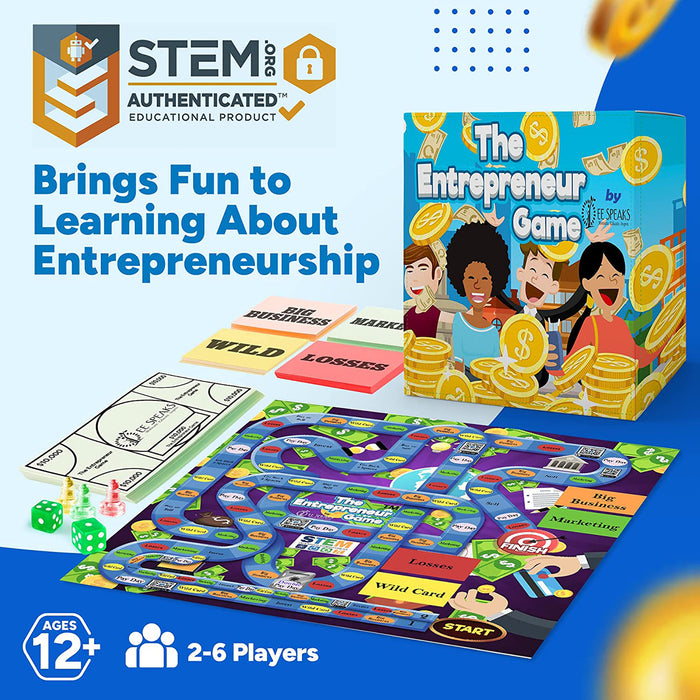 Board Game- The Entrepreneur Game- Multi Award-Winning STEM-Accredited game designed to foster entrepreneurship financial literacy decision making and Critical Thinking- Mom's Choice Award Winner