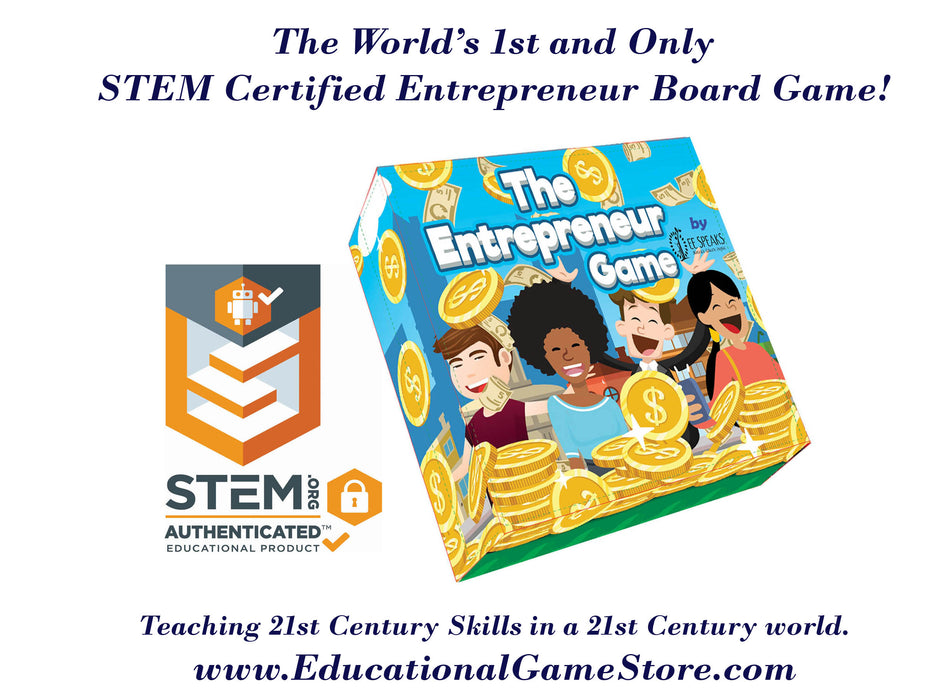 Board Game- The Entrepreneur Game- Multi Award-Winning STEM-Accredited game designed to foster entrepreneurship financial literacy decision making and Critical Thinking- Mom's Choice Award Winner