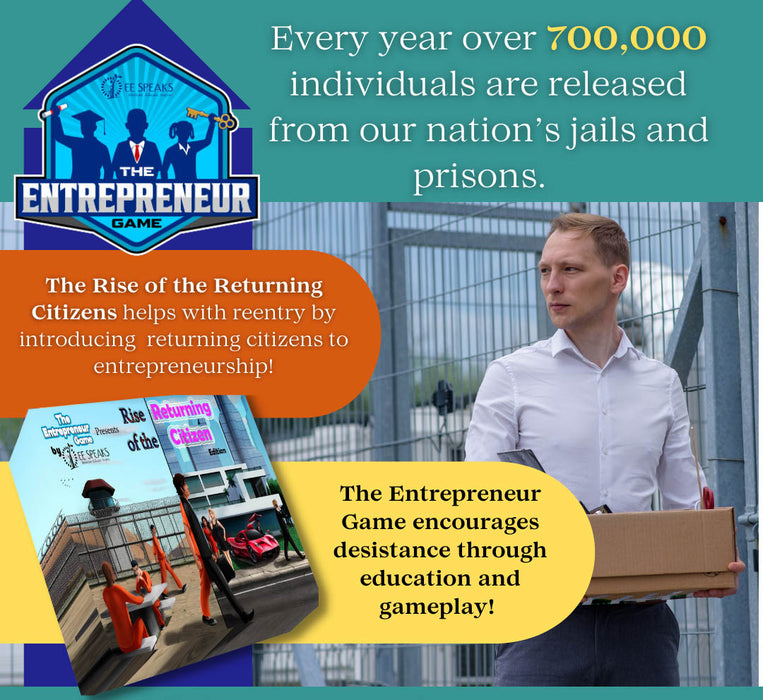 The Entrepreneur Game- Rise of The Returning Citizen. STEM Accredited Rehabilitation Board Game for Returning Citizens, Promotes self Confidence, Lowers recidivism., Teaches How to Start own Business
